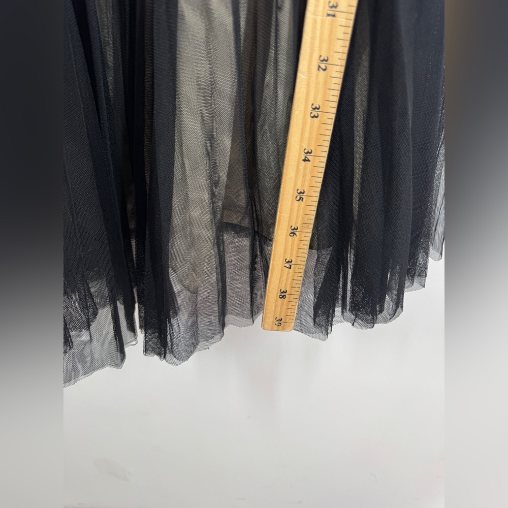 Alice + Olivia Leather Tulle Dress Black Fit Flare Party Mini Size 6 Dark Goth - Picture 12 of 15